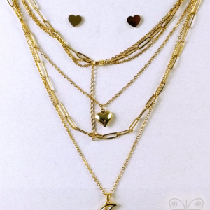 Set de collar a capas y aretes