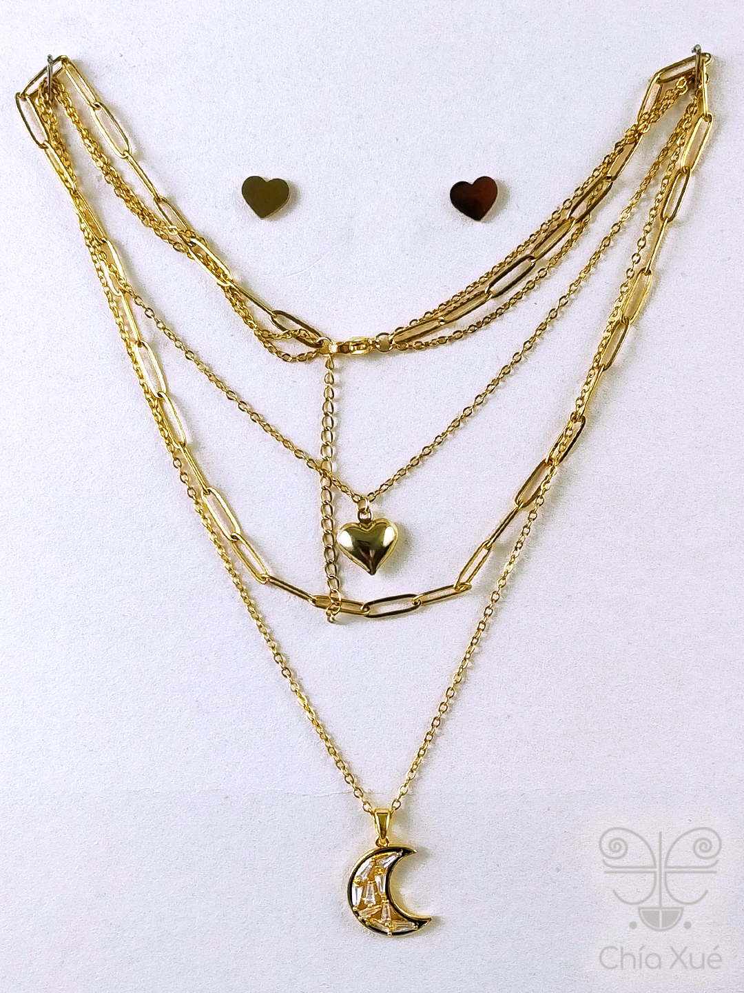 Set de collar a capas y aretes