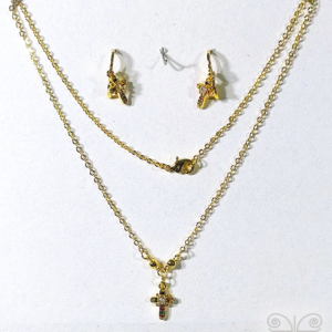 Set de collar y aretes de cruz