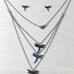 Set de collar a capas y aretes de libélula